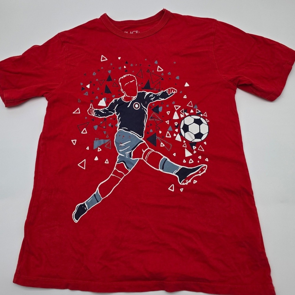 Casual Soccer Graphic Tee Kids Size 10/12 Red Sporty Athletic